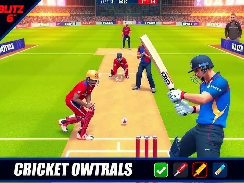 Blitz Cricket Supreme Battle gameplay showing batting controls