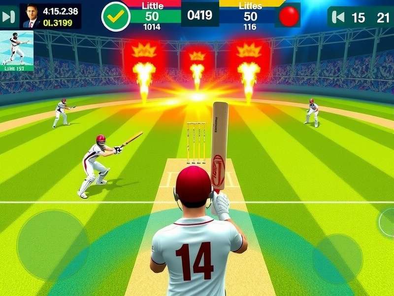 Blitz Cricket Supreme Battle gameplay screenshot showing intense cricket match